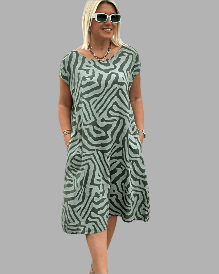 Viona™ zomerjurk met print en ronde hals