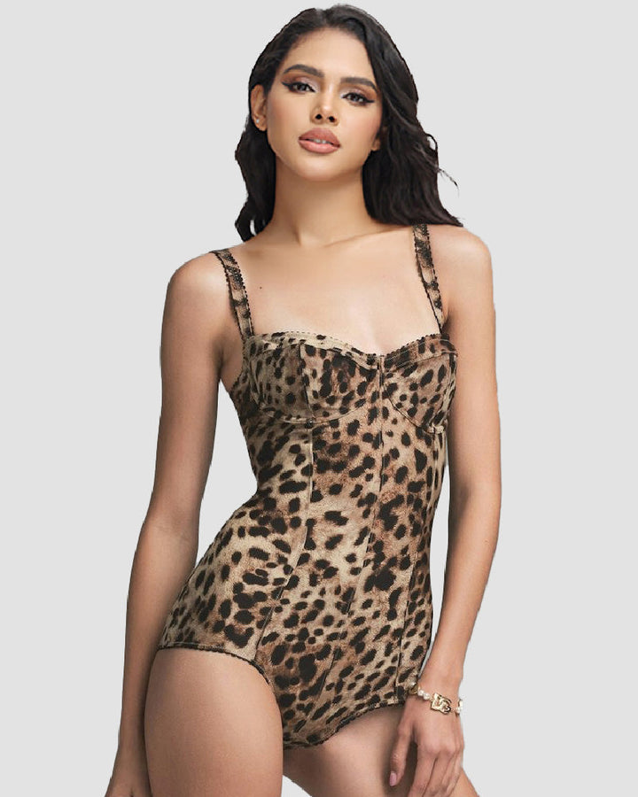 Victoria™ Sexy Luipaard Picot Afwerking Bodysuit
