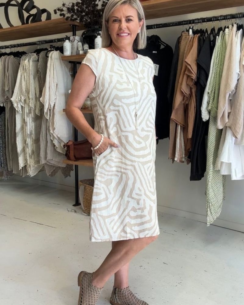 Viona™ zomerjurk met print en ronde hals