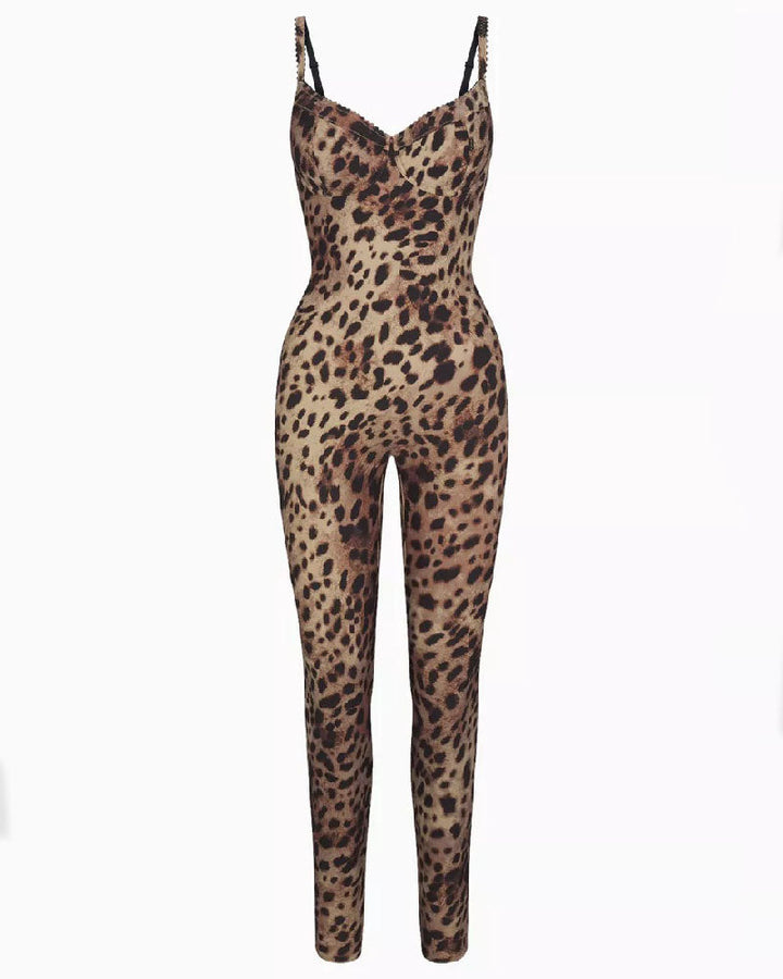 Mia™ Modieuze Mouwloze Luipaard Jumpsuit