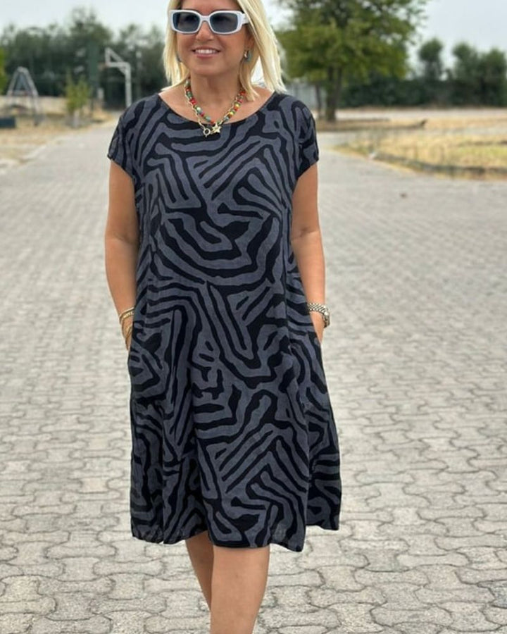 Viona™ zomerjurk met print en ronde hals