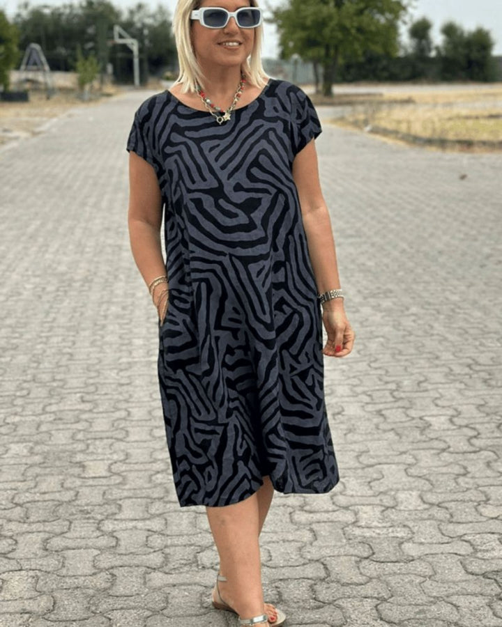 Viona™ zomerjurk met print en ronde hals