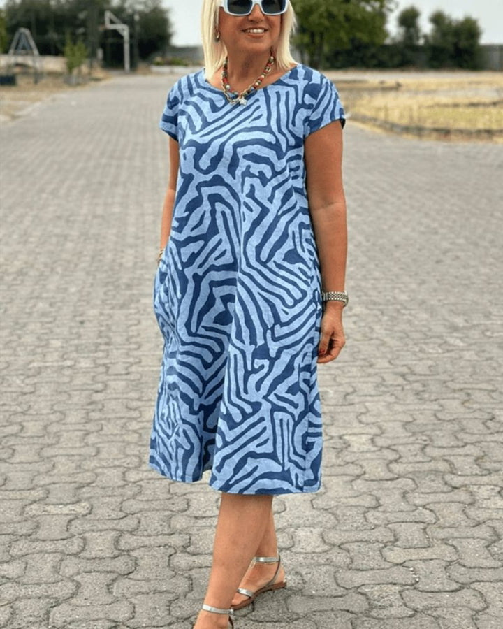 Viona™ zomerjurk met print en ronde hals