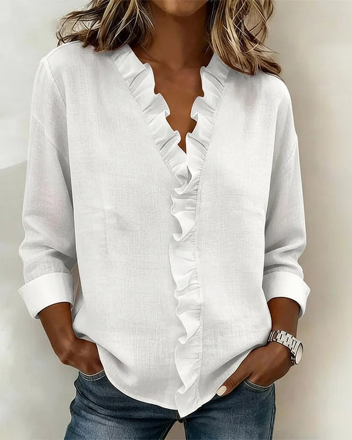 Indira™ Ruffle V-halsblouse