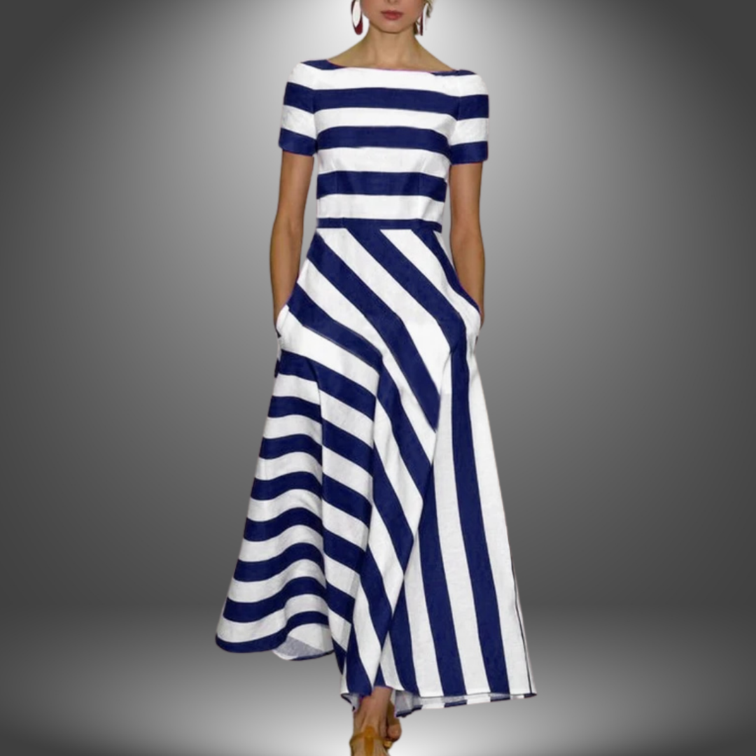 Franka™ – Gestreept Maxi-jurk met Elegante Stijl