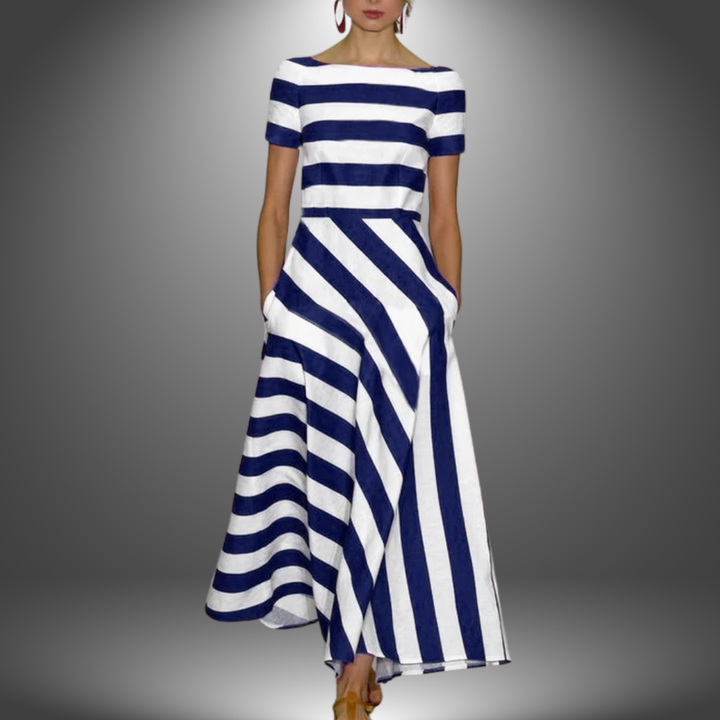 Franka™ – Gestreept Maxi-jurk met Elegante Stijl