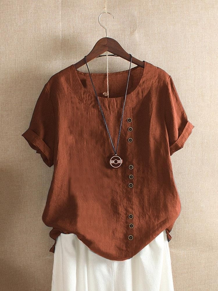 Brenza™ Losvallende blouse met knopen