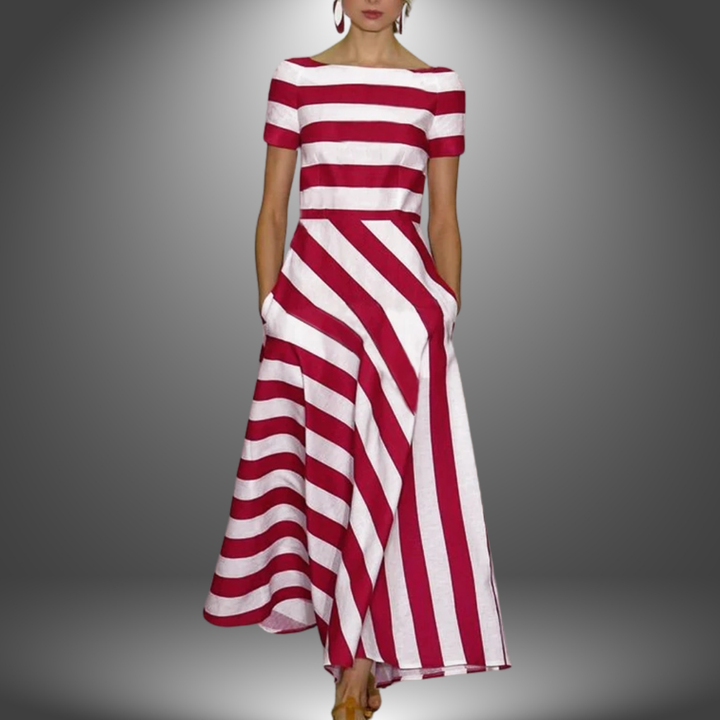 Franka™ – Gestreept Maxi-jurk met Elegante Stijl