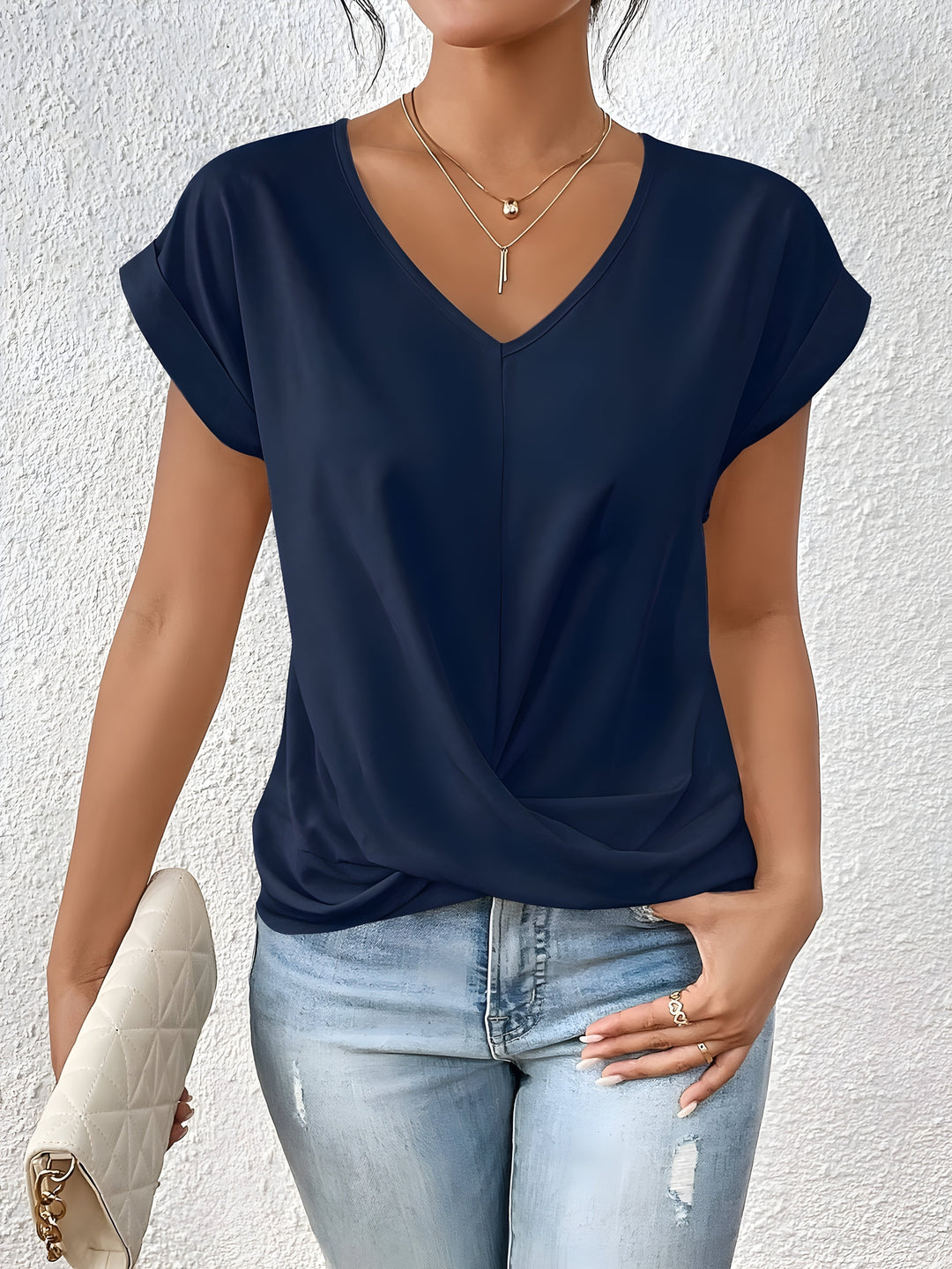 Valeria™ V-hals overhemd met kanten accent