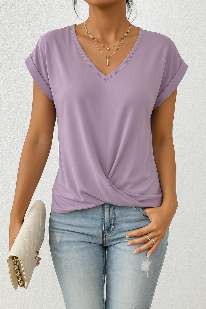 Valeria™ V-hals overhemd met kanten accent