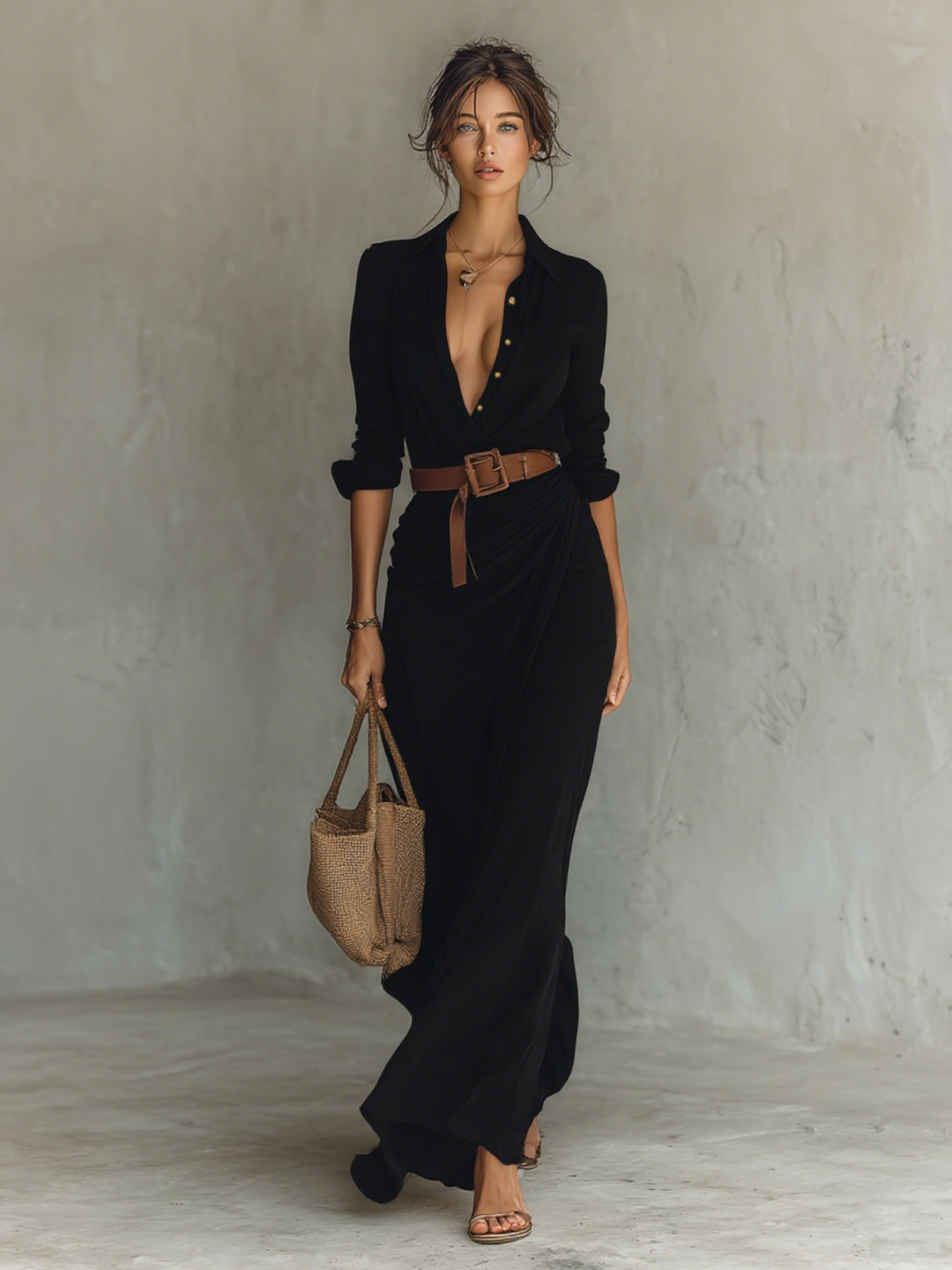 Belora™ Maxi Jurk met Ceintuur