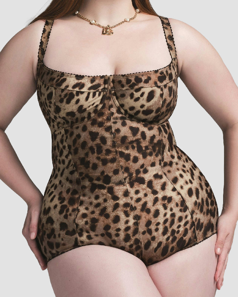 Victoria™ Sexy Luipaard Picot Afwerking Bodysuit
