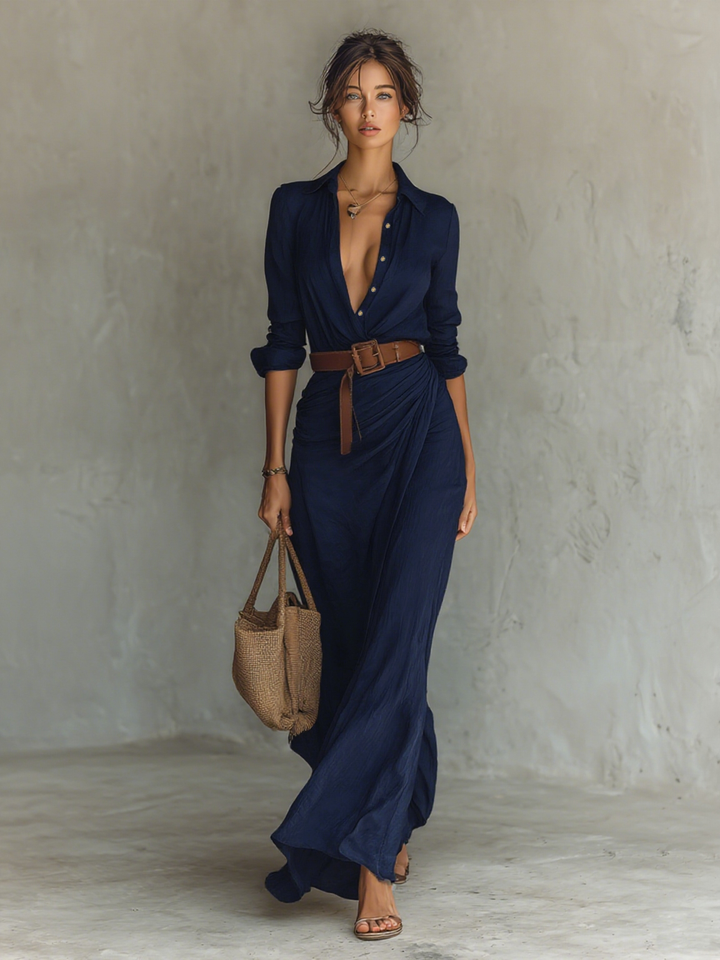 Belora™ Maxi Jurk met Ceintuur