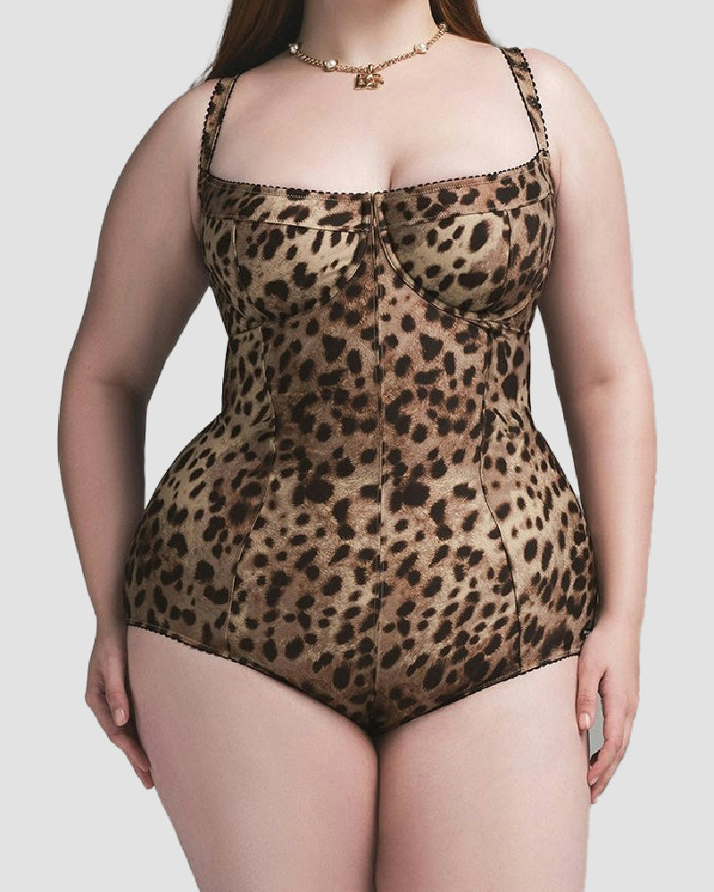 Victoria™ Sexy Luipaard Picot Afwerking Bodysuit