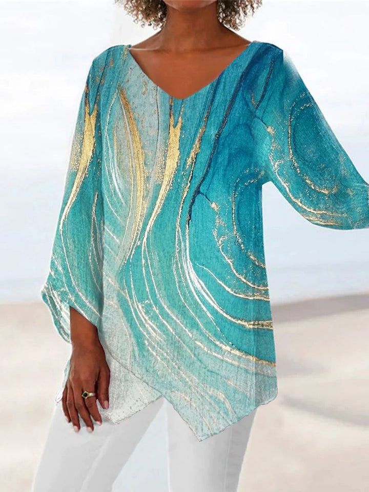 Turiel™ Asymmetrische V-hals Blouse