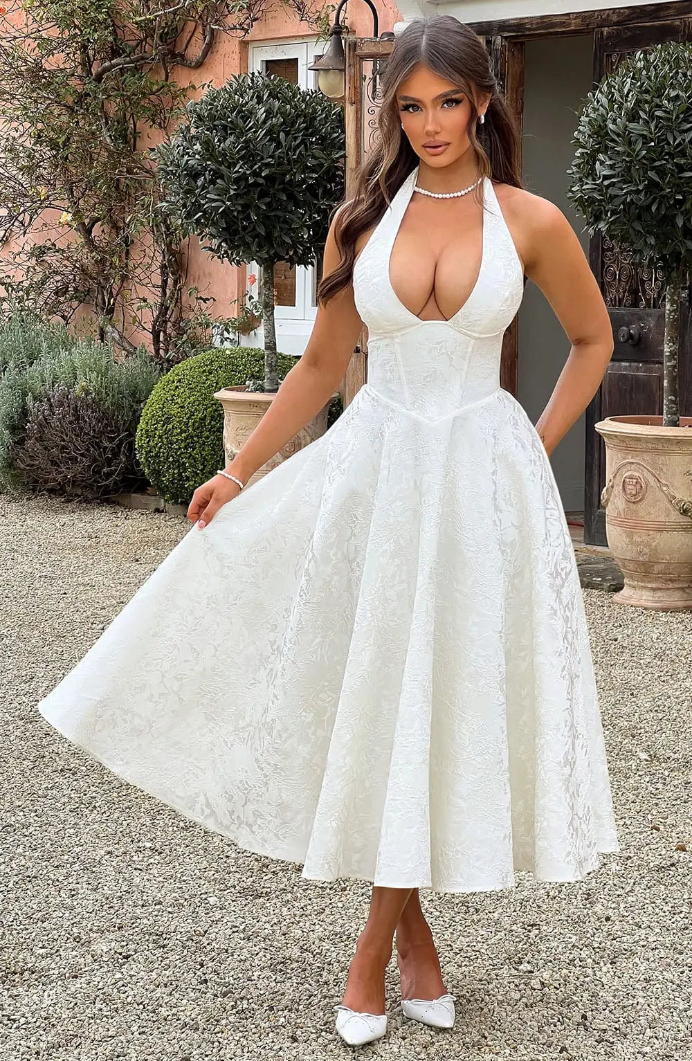 Ara™ Elegante Midi-jurk met Halterhals