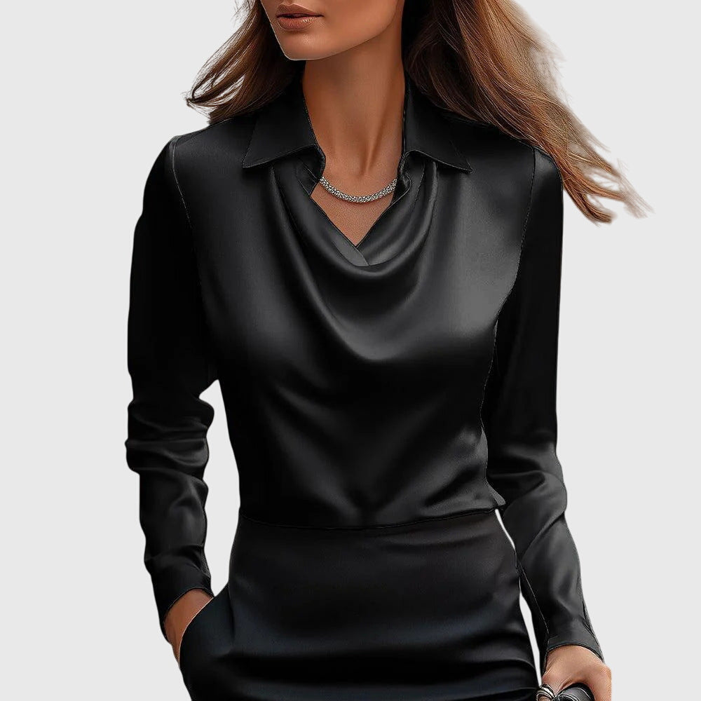 Avina™ blouse met glanzend geplooid detail