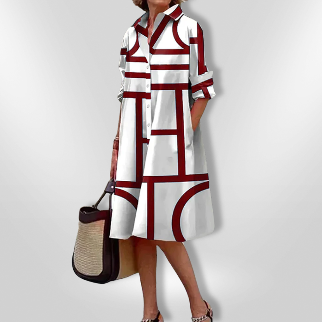 Bea™ midi-jurk met moderne geometrische print