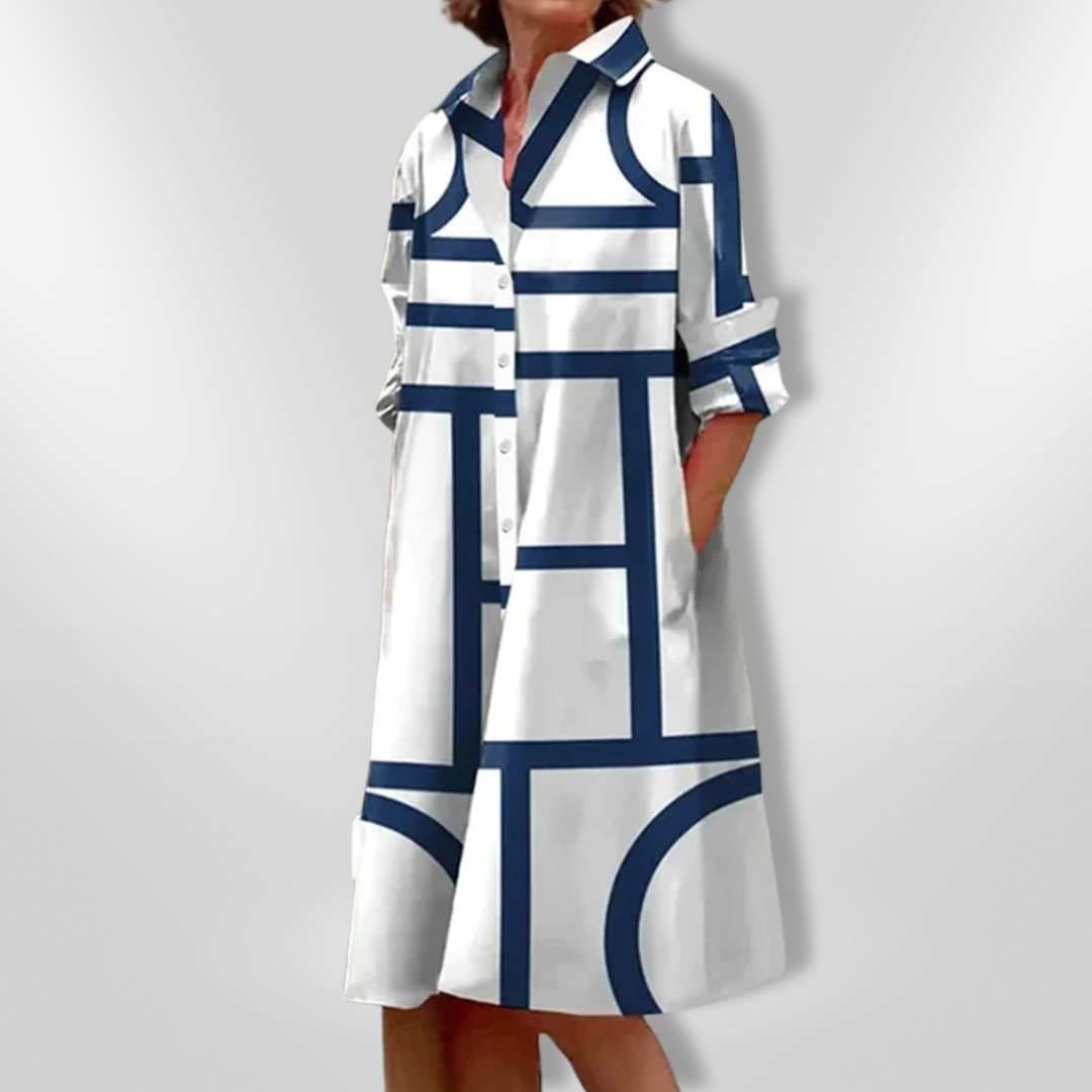 Bea™ midi-jurk met moderne geometrische print