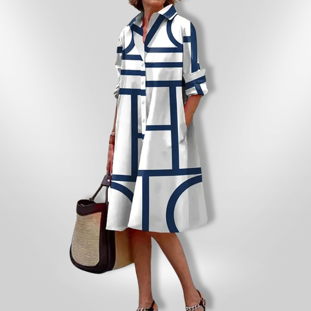 Bea™ midi-jurk met moderne geometrische print