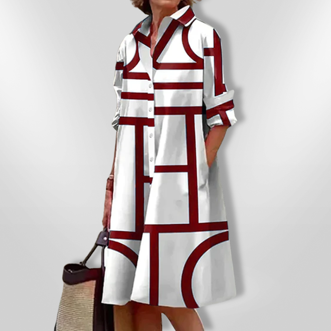 Bea™ midi-jurk met moderne geometrische print