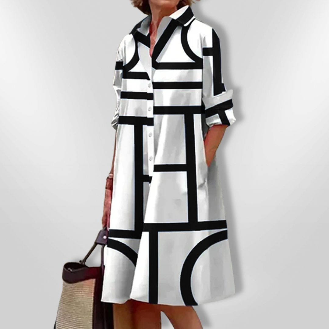 Bea™ midi-jurk met moderne geometrische print