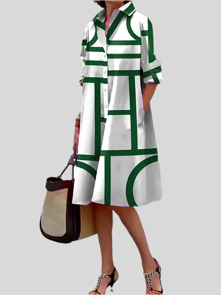 Bea™ midi-jurk met moderne geometrische print