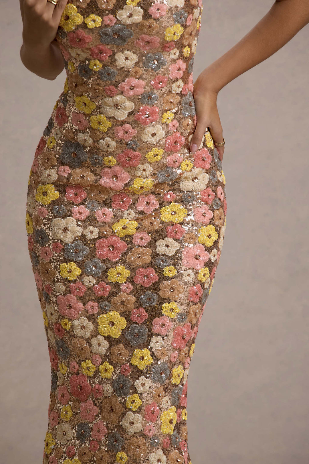 Daria™ Bloemen Maxi-jurk met fonkelende pailletten