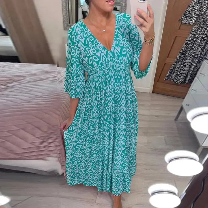 Darya™ jurk met print en V-hals