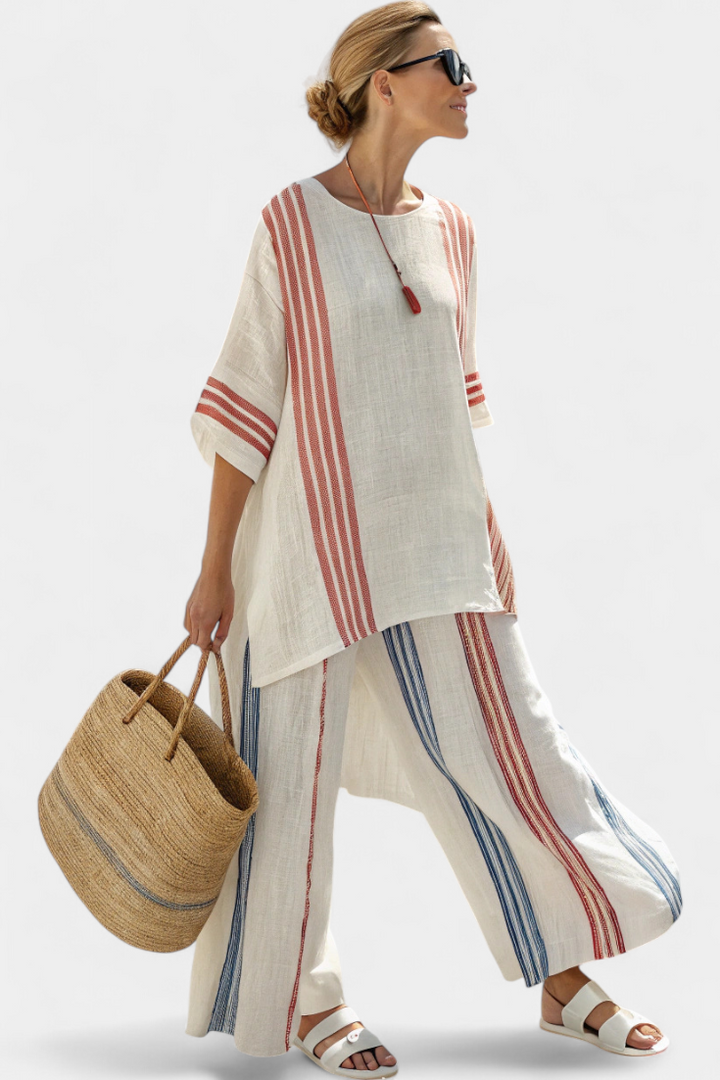 Elira™ tweedelige set met strepen en oversized look