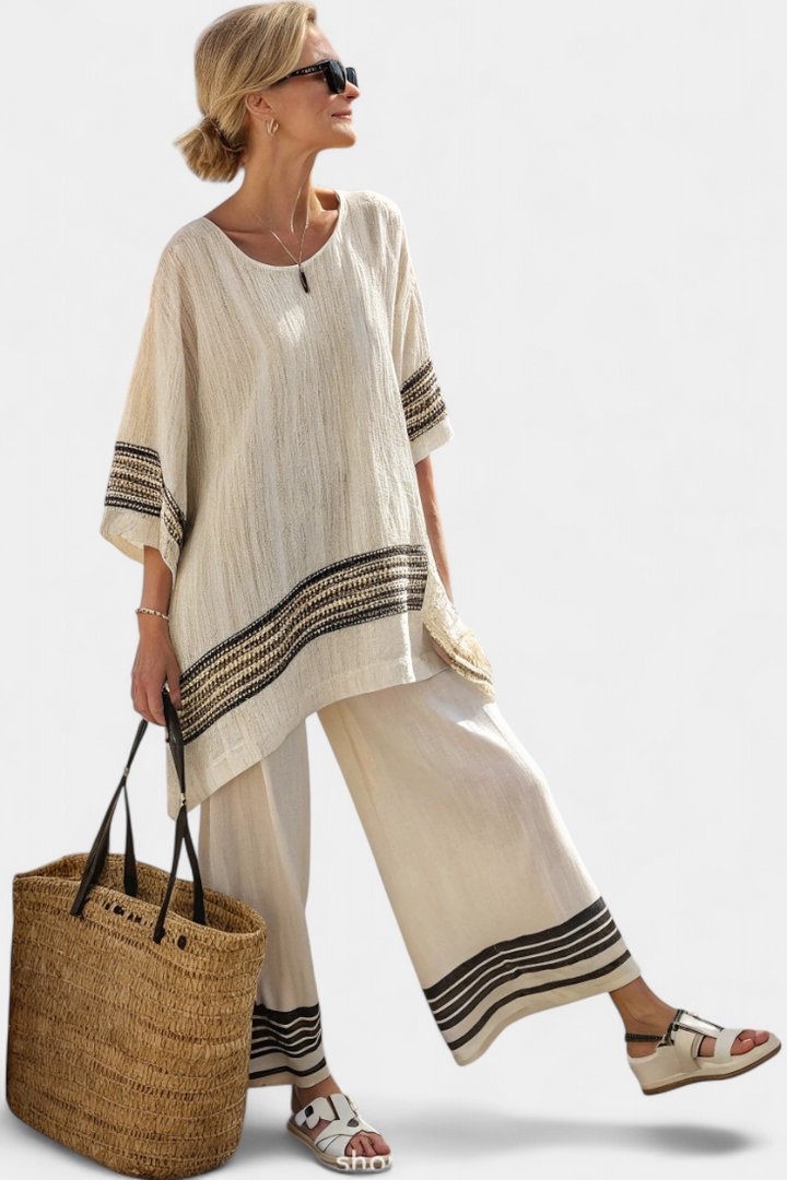 Elira™ tweedelige set met strepen en oversized look