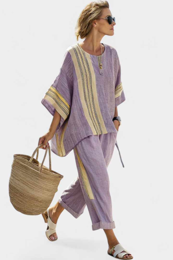 Elira™ tweedelige set met strepen en oversized look