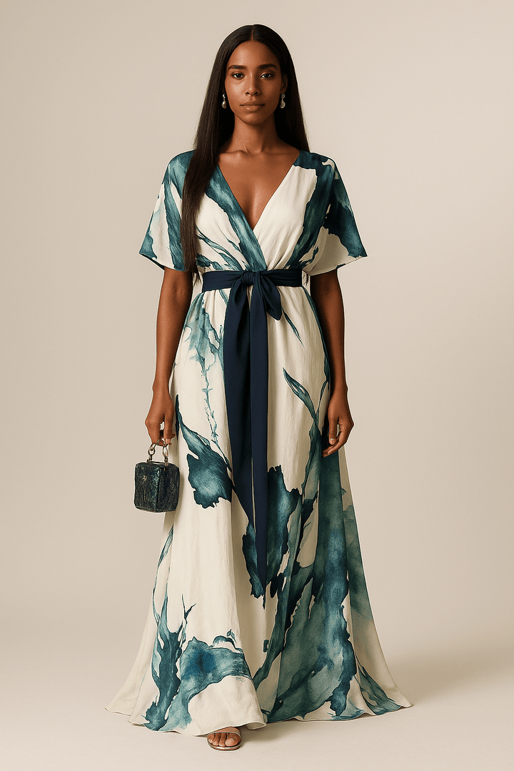 Elvano™ maxi-jurk met waterverfpatroon