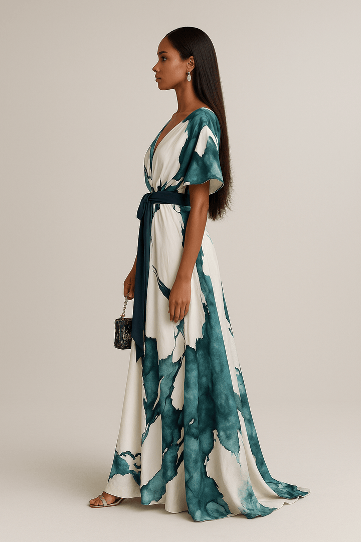 Elvano™ maxi-jurk met waterverfpatroon