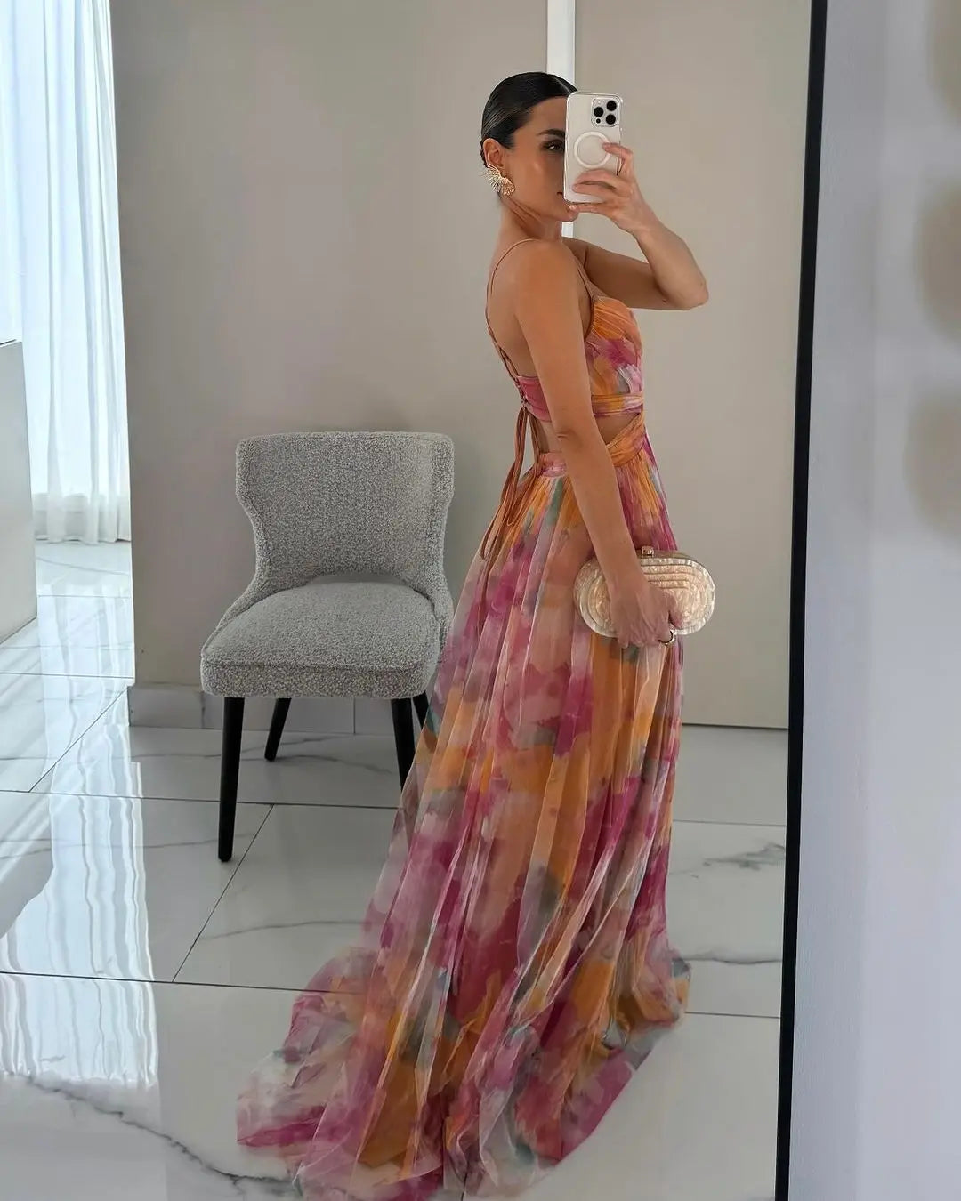 Fenja™ Lange Jurk met Bloemenprint