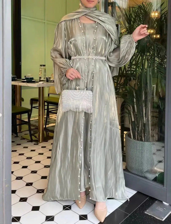 Hidaya™ Luxe Abaya Set met Parels