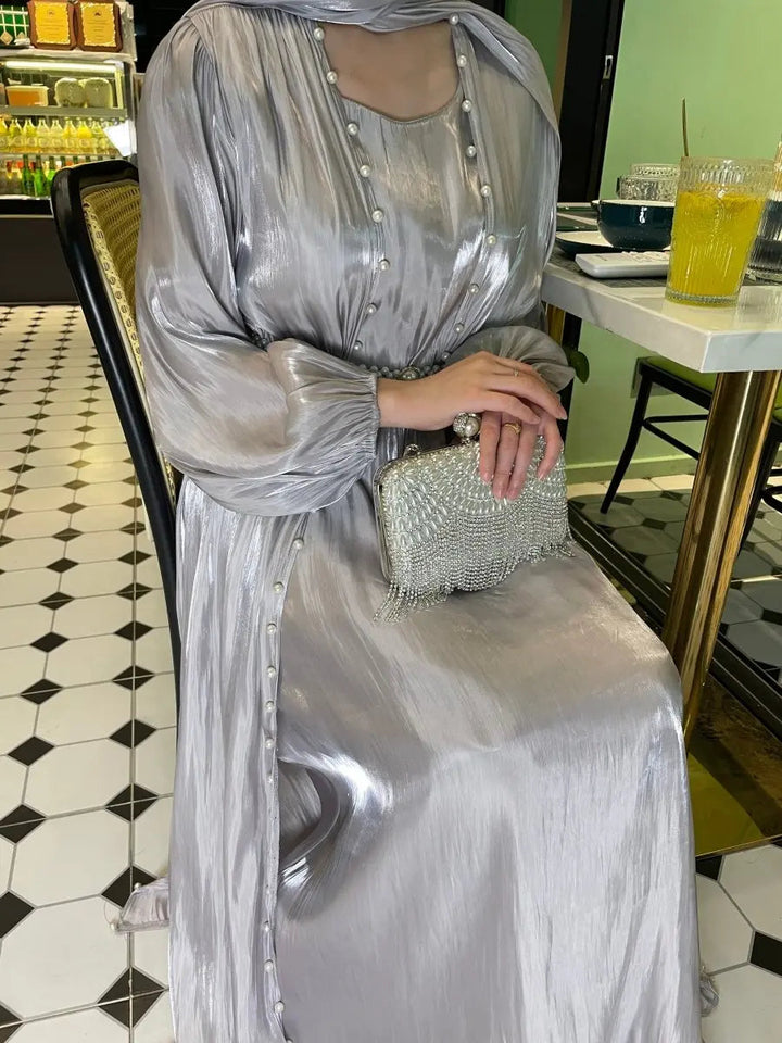 Hidaya™ Luxe Abaya Set met Parels