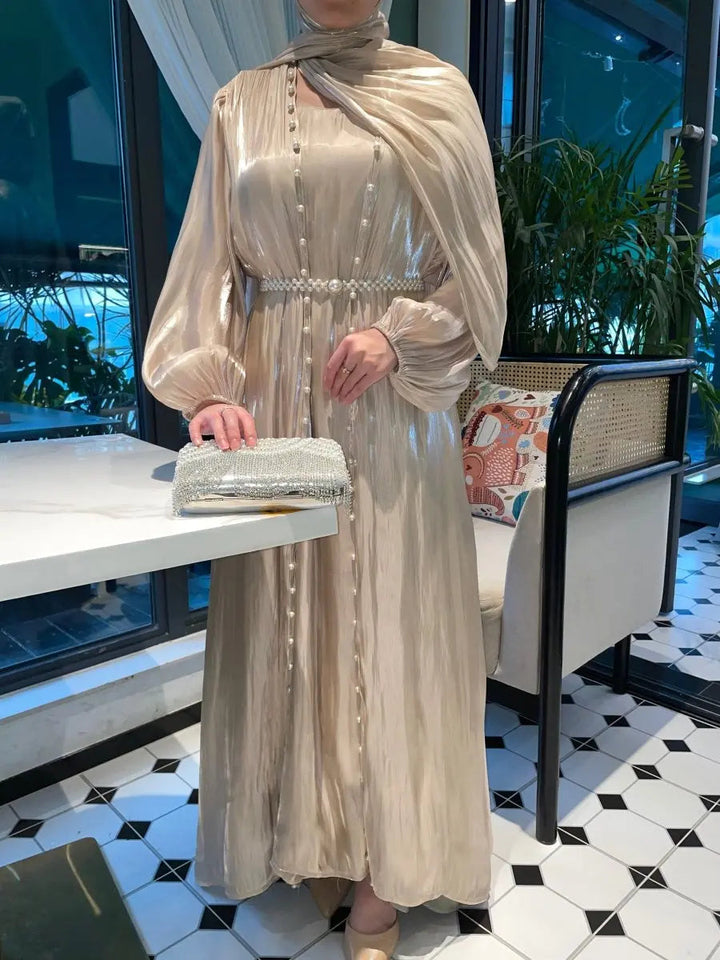 Hidaya™ Luxe Abaya Set met Parels