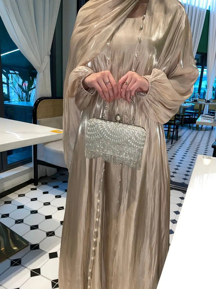 Hidaya™ Luxe Abaya Set met Parels