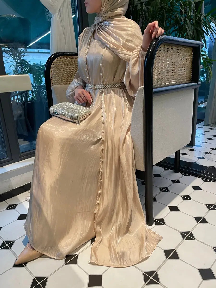 Hidaya™ Luxe Abaya Set met Parels