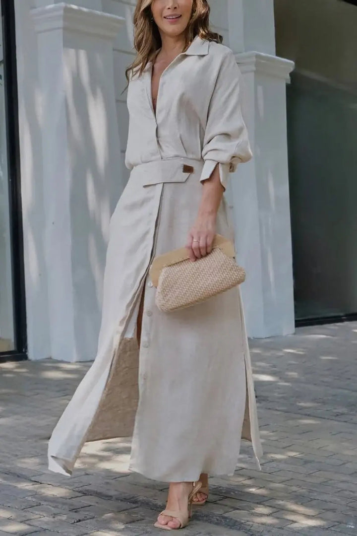 Jeanina™ maxi-jurk met V-hals