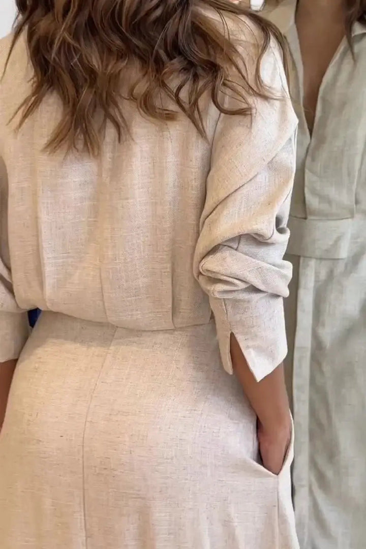 Jeanina™ maxi-jurk met V-hals