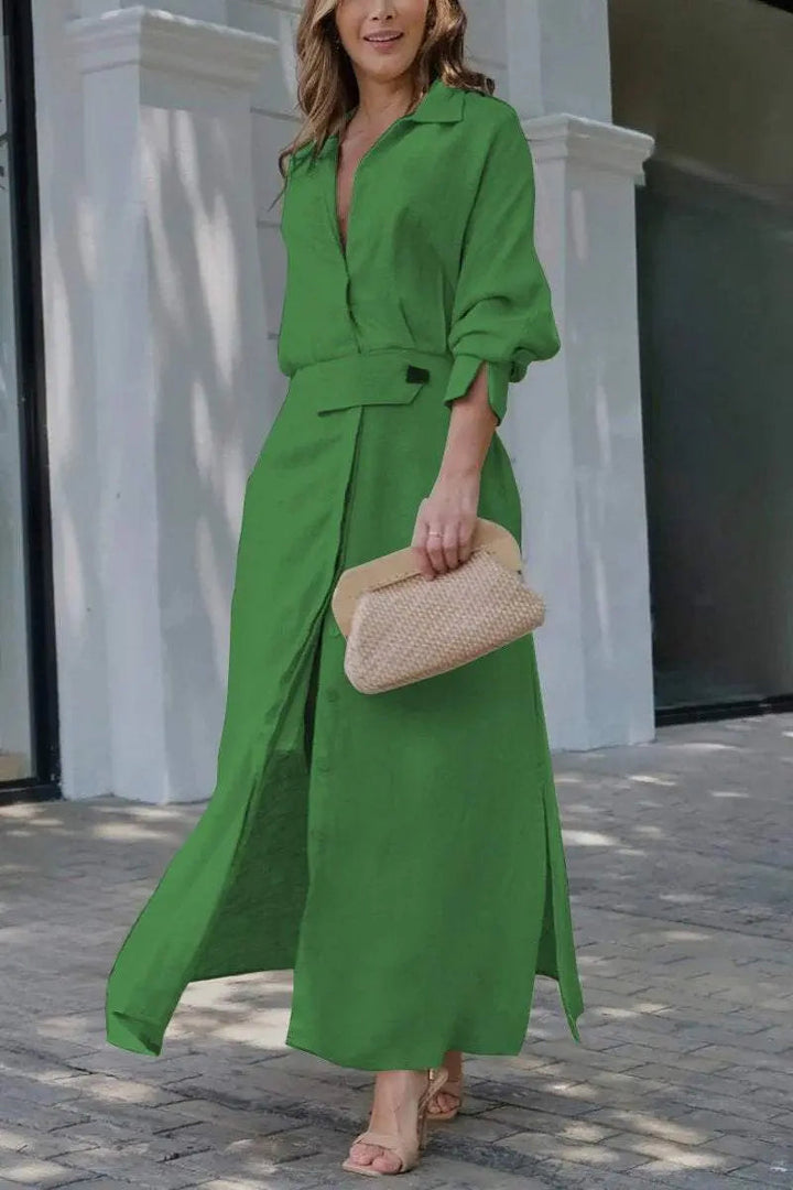 Jeanina™ maxi-jurk met V-hals
