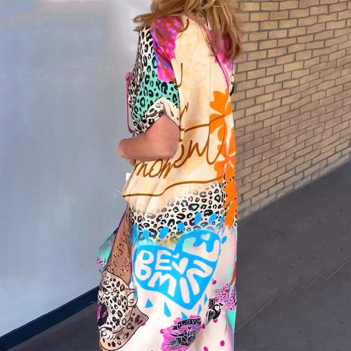 Lena™ Korte damesjurk met casual luipaardpatroon