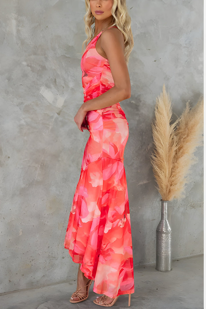 Lorena™ Lange Jurk met Aquarelpatroon