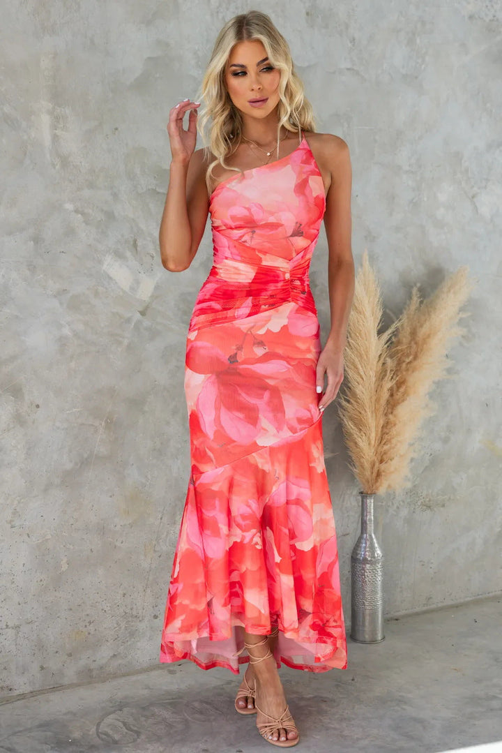 Lorena™ Lange Jurk met Aquarelpatroon