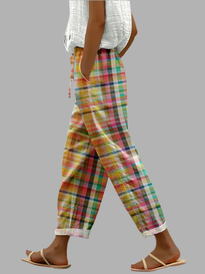 Runa™ pantalon met strik en elastische tailleband