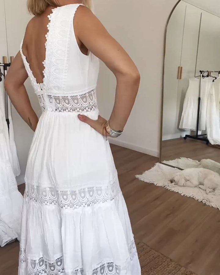 Saphira™ Boho midi-jurk met kanten details