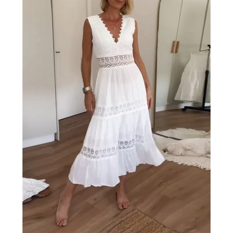 Saphira™ Boho midi-jurk met kanten details