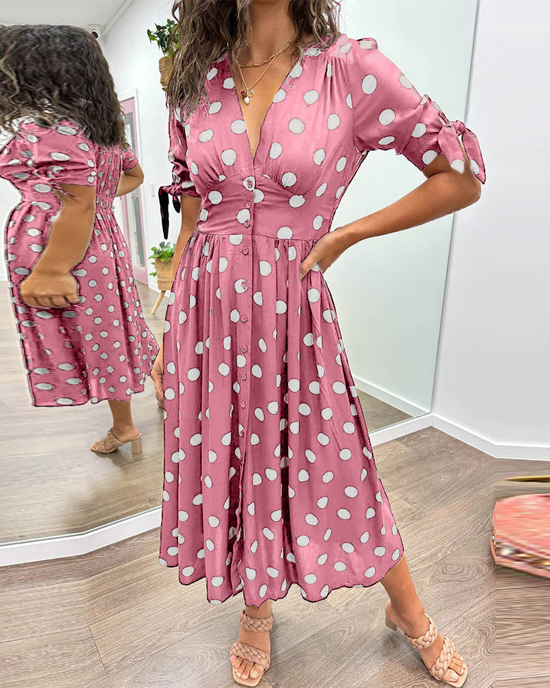 Selvira™ Elegante Jurk met Stippen